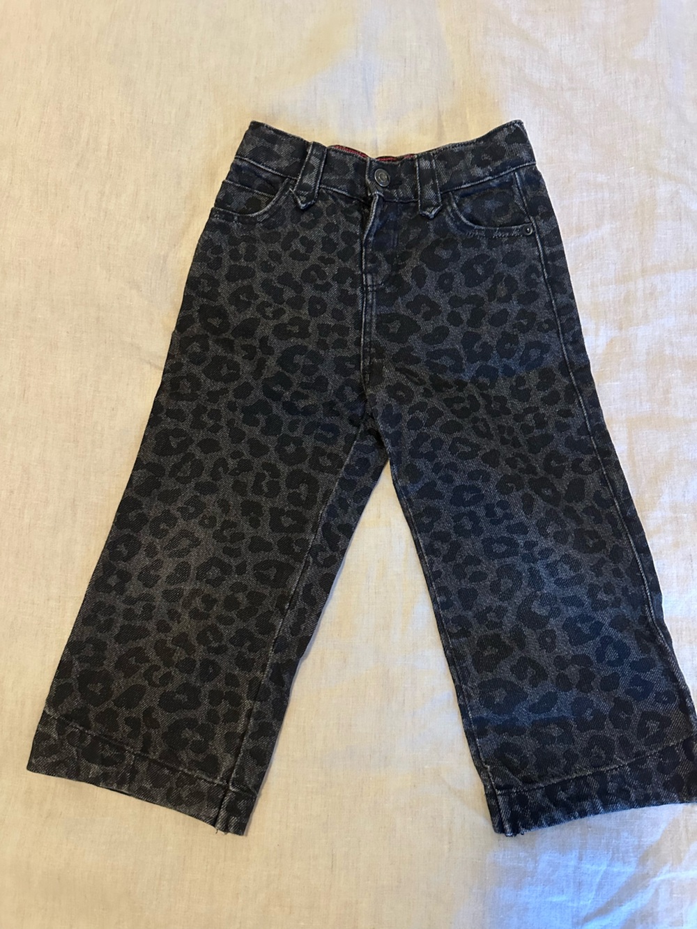 Black Leopard Print Girls Jeans